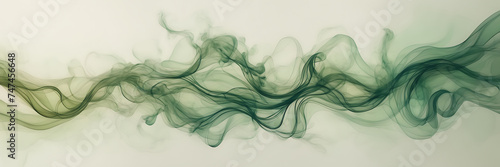 Abstract composition featuring sinuous tendrils of smoke in shades of peridot and aquamarine against a backdrop of muted, earthy tones.