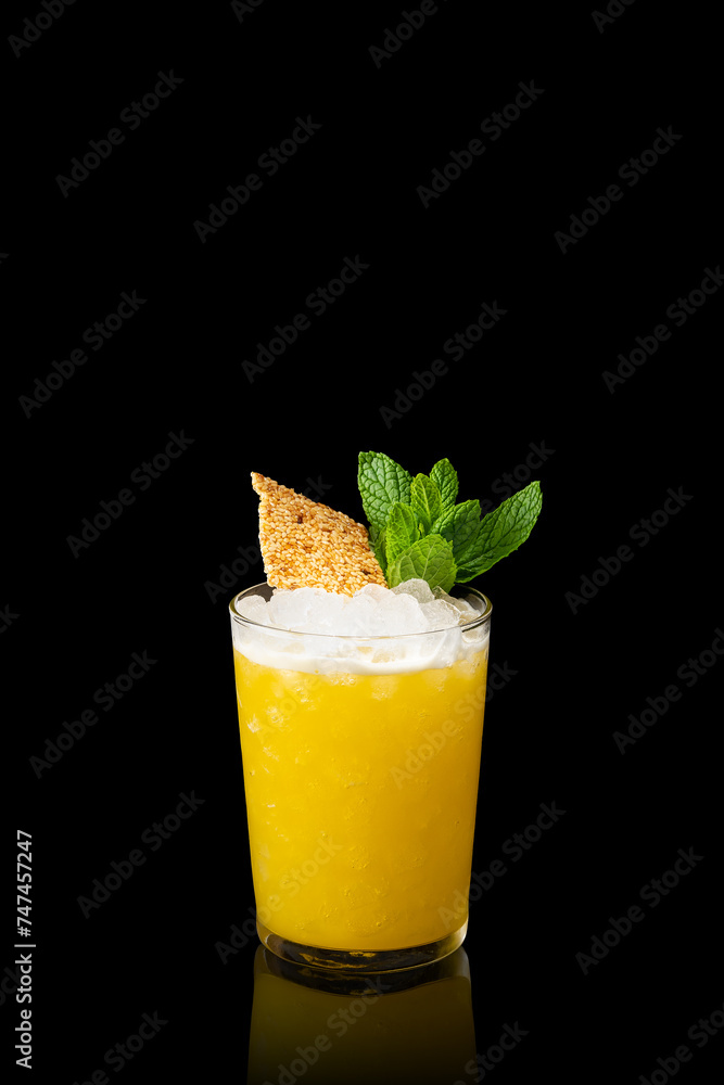 Mai Tai cocktail, refreshing drink with white rum, liqueur, sugar syrup, lime juice, mint and crushed ice. Fruity frozen alcoholic cocktail. Mai Tai cocktail, refreshing drink with white rum, liqueur, sugar syrup, lime juice, mint and crushed ice. Fruity frozen alcoholic cocktail.