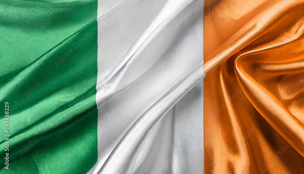 National Ireland silk fabric flag.