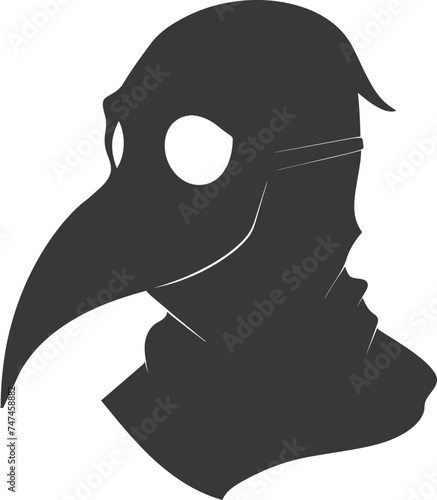 Silhouette plague mask black color only full