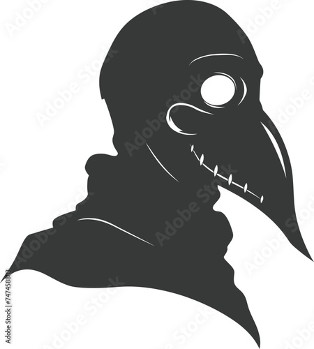 Silhouette plague mask black color only full