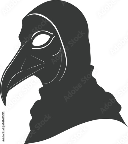 Silhouette plague mask black color only full