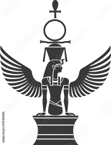 Silhouette single ancient egyptian hieroglyphs symbol logo black color only