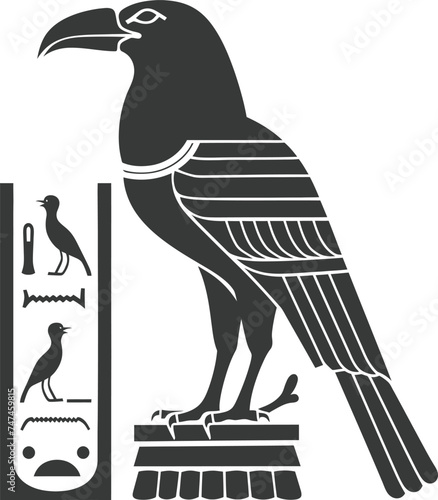 Silhouette single ancient egyptian hieroglyphs symbol logo black color only