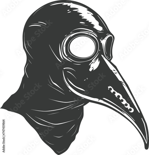 Silhouette plague mask black color only full