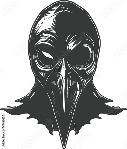 Silhouette plague mask black color only full