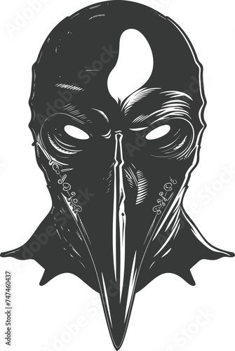 Silhouette plague mask black color only full