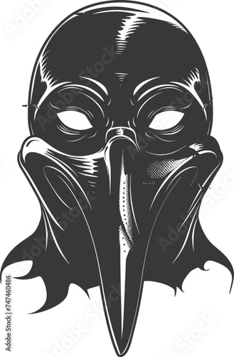Silhouette plague mask black color only full