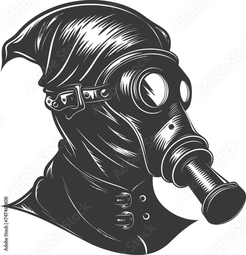 Silhouette plague mask black color only full