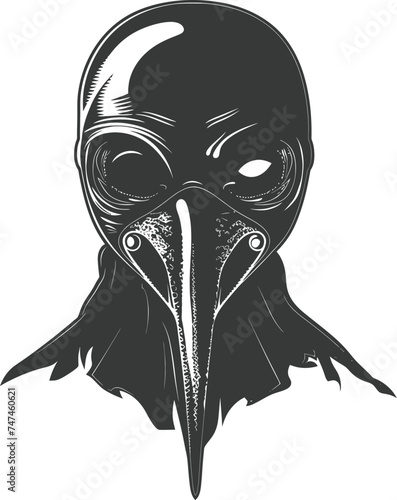 Silhouette plague mask black color only full