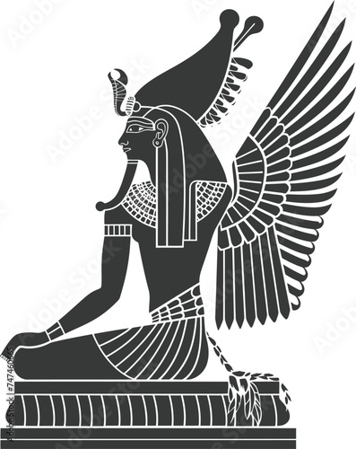 Silhouette single ancient egyptian hieroglyphs symbol logo black color only