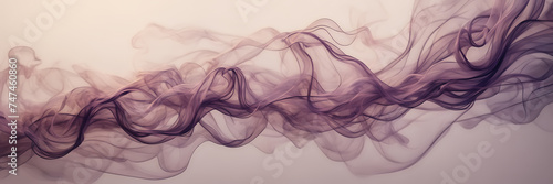 Abstract composition featuring sinuous tendrils of smoke in shades of amethyst and rose gold against a backdrop of soft, diffused light.