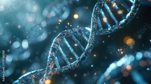 DNA double helix genetic material. Gene sequencing abstract design. Floating in space background, .science, abstract, biology, biotechnology, molecular, health, genetic