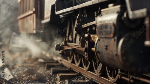 Close up of a train on a train track, suitable for transportation themes