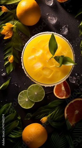 Mango Margarita drinks on a Table with Beautiful Lighting