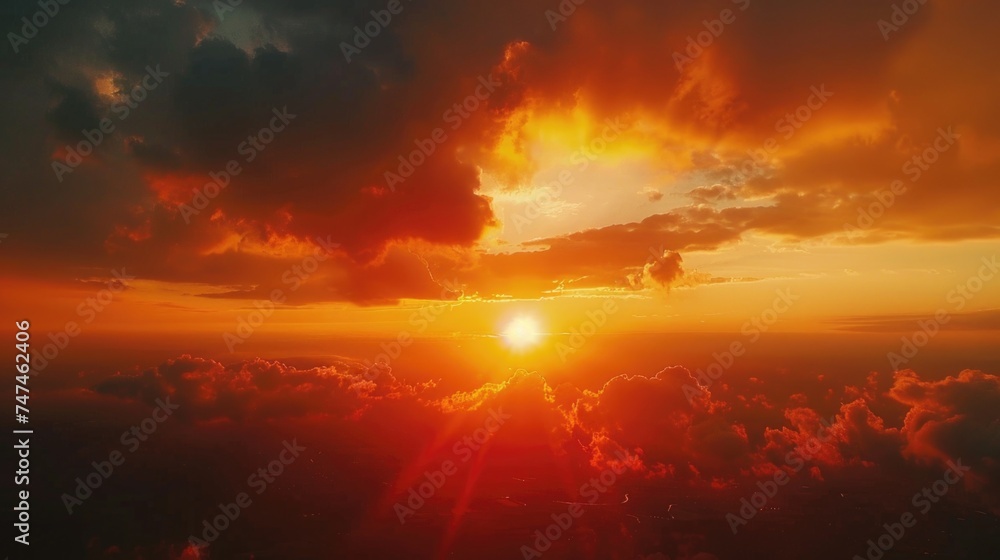 Beautiful sunset over clouds, perfect for nature backgrounds