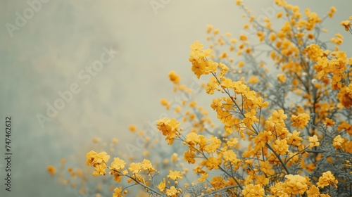 Abstract, beautiful minimalistic background with yellow flowers