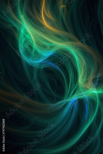 Computer Generated Image of a Green and Yellow Swirl
