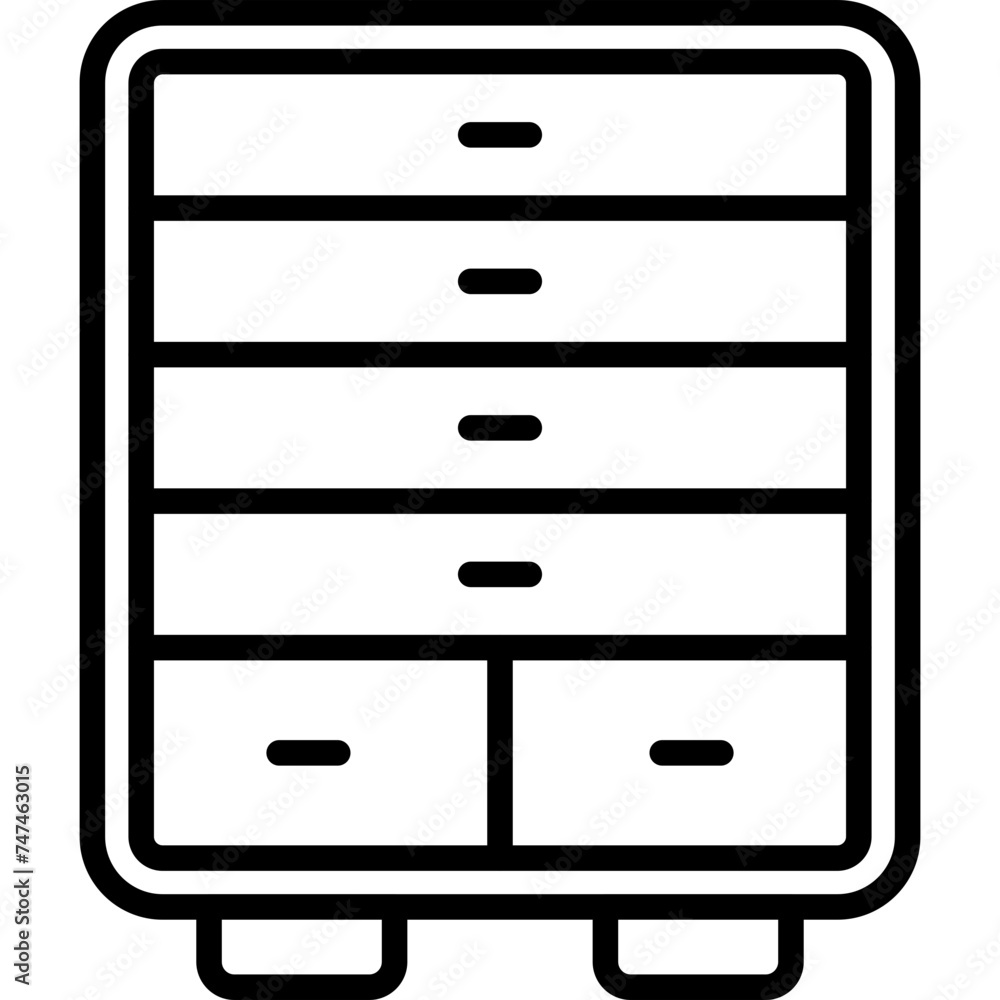 Chest Of Drawers Vector Line Icon Chest Of Drawers Vector Line Icon