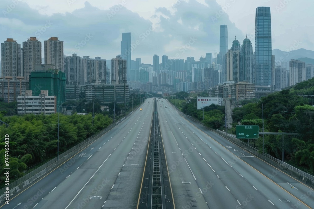 A bustling highway with multiple vehicles in motion. Perfect for transportation concepts