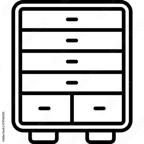 Chest Of Drawers Vector Line Icon