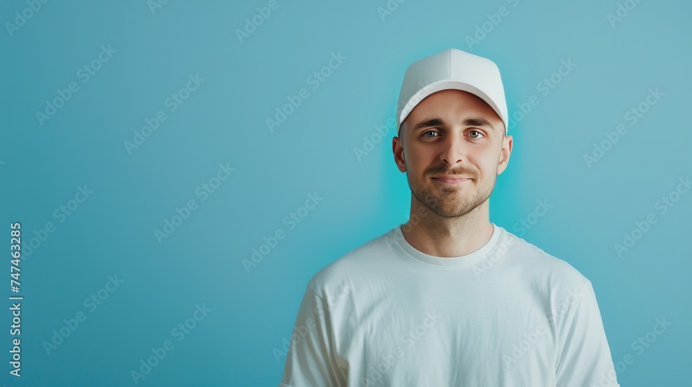 Smiling Man in White Cap