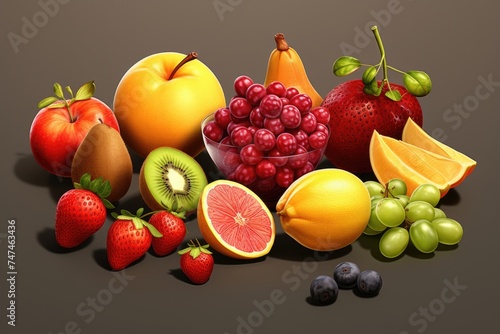 Assorted fruits displayed on a table  ideal for food and nutrition concepts