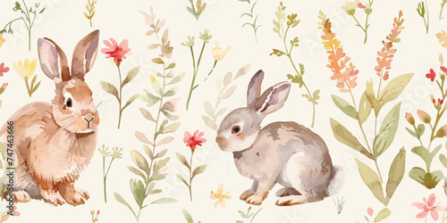 Easter seamless pattern design with bunnies