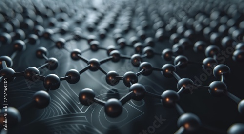 3d illusrtation of graphene molecules. Nanotechnology, abstract modern background