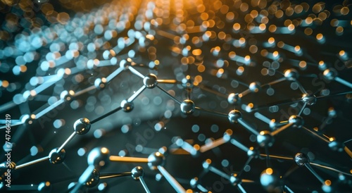3d illusrtation of graphene molecules. Nanotechnology, abstract modern  background photo