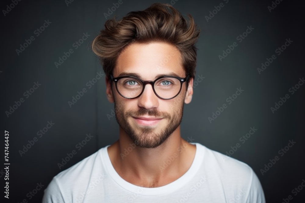 A man wearing glasses and a white shirt. Suitable for business and professional concepts A man wearing glasses and a white shirt. Suitable for business and professional concepts