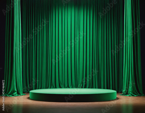Green fabric podium