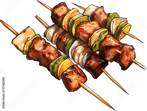 Grilled skewers, meat skewers, skewers