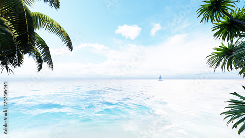 Perfect sky and water of ocean. Travel, holdiay, summer concept.   © adobedesigner