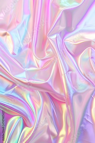 Textura de tela iridiscente brillante color rosa pastel formando pliegues. Atractivo fondo abstracto 