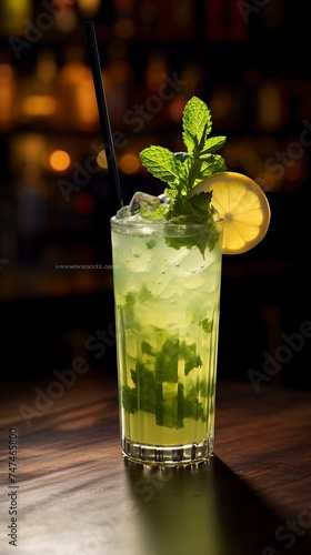 Pineapple Mojito drinks on a Table with Beautiful Lighting