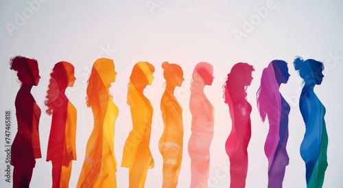 
 gender equality, showcasing diverse individuals of different genders standing together in solidarity, Vibrant colors photo