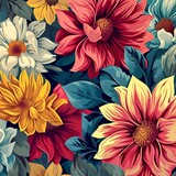 Floral Patterns. Elegant Retro Floral Designs. Colorful Floral Patterns Vintage Paper. AI Generated