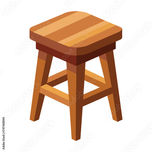 Isolated Wooden Stool Vector Illustration
