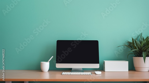 Wallpaper Mural Continuous line drawing. Computer monitor with keyboard and mouse. illustration Torontodigital.ca