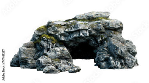 Moss-Covered Rock Formation in Cavern