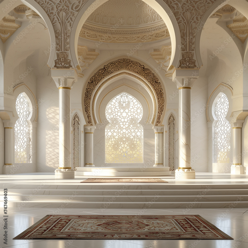 elegant Arabian mosque interior