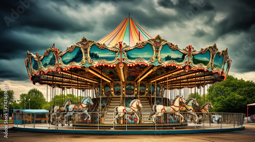 Empty/lonely Carousel with lights © alexkich