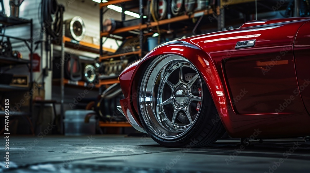 Sleek Sports Car Wheel Design. Generative ai Sleek Sports Car Wheel Design. Generative ai