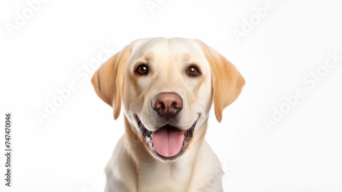 Young Purebred Labrador Retriever. Front View Portrait of a Happy Blond Dog. Isolated Studio Shot Perfect as Pet or Animal Design Element