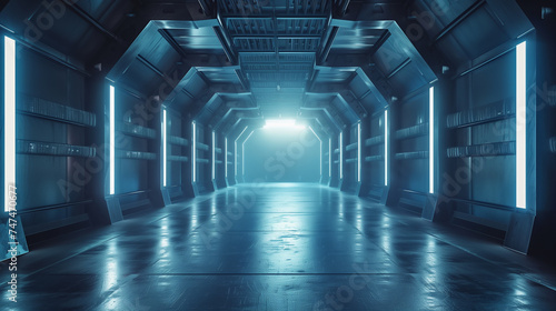 futuristic corridor in a sci-fi spaceship