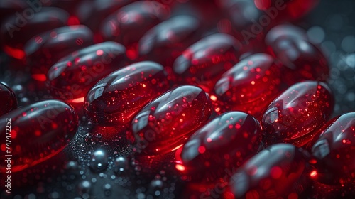 an assortment of pills, capsules, and tablets near a dark background, in the style of flat compositions, aerial view. Generative AI