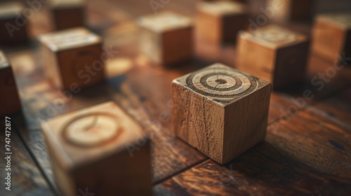 Wooden block steps on table: action plan, goals, success, and business targets concept for project management and company strategy