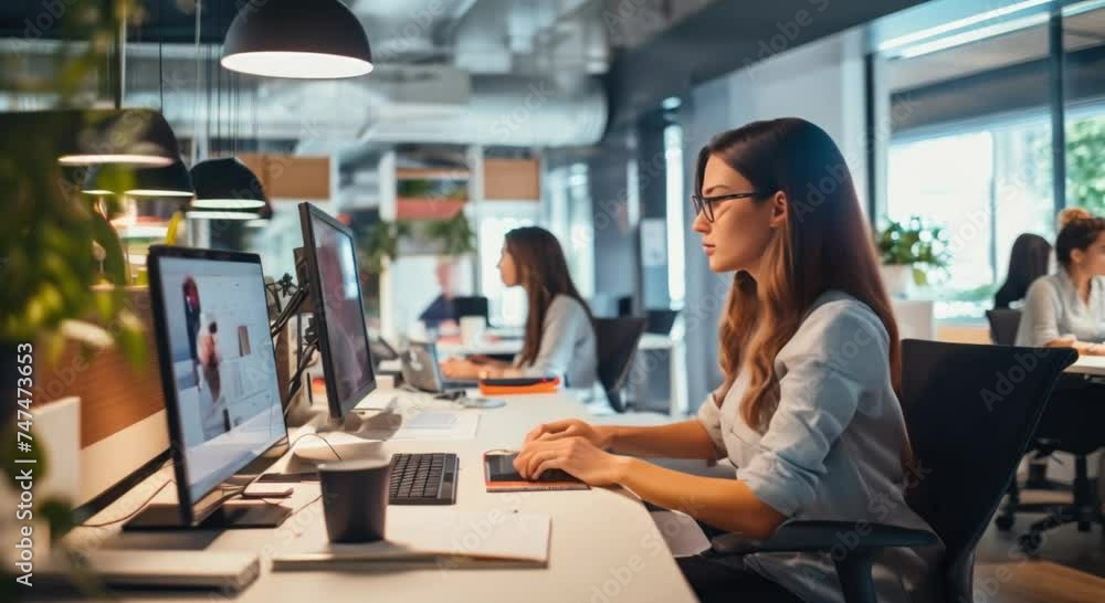 Content creation agency in modern technology office space, full of content creators specialists in Ai marketing business Content creation agency in modern technology office space, full of content creators specialists in Ai marketing business