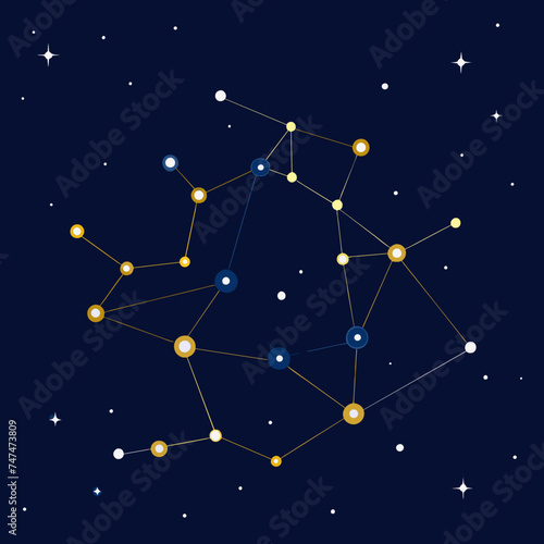 "Connect the dots" with constellations in the night sky. vektor illustation